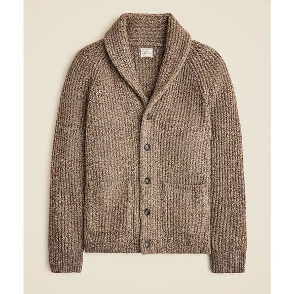 J. Crew Men’s Cardigan Sweater Small Brown Chunky Knit Button Front Wool Blend - Picture 1 of 11